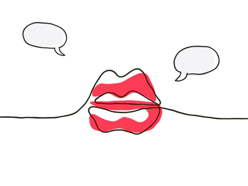 lips and speech bubble sketch