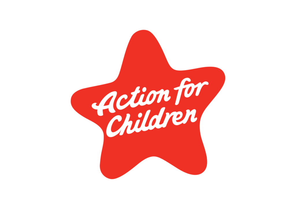 Red star with Action for Children written inside