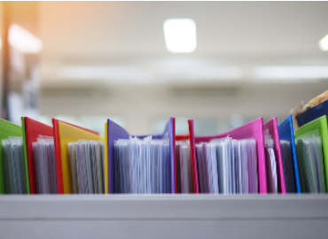 Photo of a colourful filing system