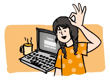 Laptop with girl doing OK sign