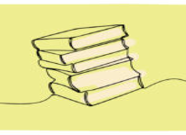 line drawing of a pile of books