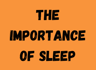 Orange backfournd with text - the importance of sleep