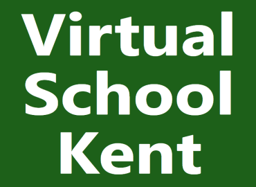Green background with white writing ' Virtual School Kent'