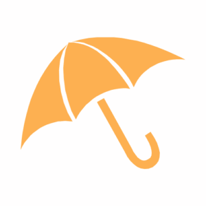 an orange umbrella, an icon for getting risk support