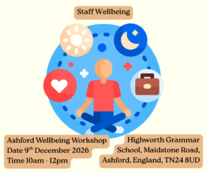Person sat in a blue circle with icons around and writing details workshop